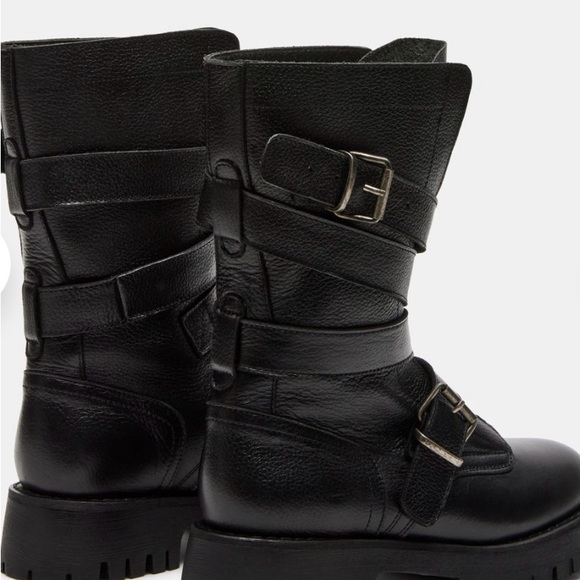Steve Madden leather combat moto buckle boots New Size 5.5 - Picture 3 of 6